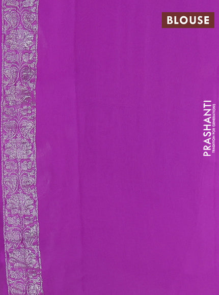 Banarasi chiffon saree mild lavender shade with allover silver zari woven buttas and silver zari woven floral border