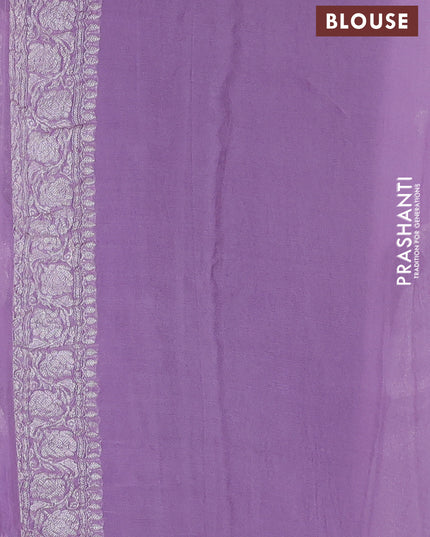 Banarasi chiffon saree lavender with allover silver zari woven buttas and silver zari woven floral border
