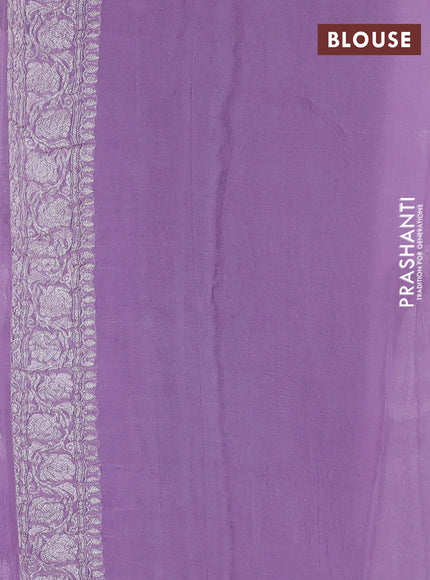 Banarasi chiffon saree lavender with allover silver zari woven buttas and silver zari woven floral border