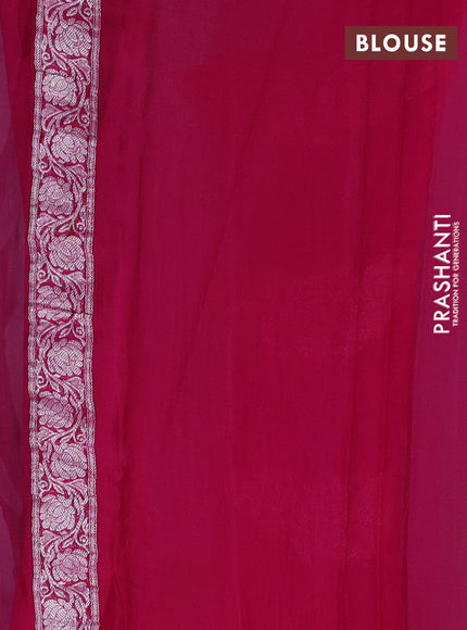 Banarasi chiffon saree pastel blue and pink with allover silver zari woven buttas and silver zari woven floral border