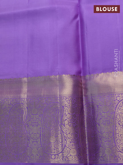 Pure kanchipuram silk saree lavender with allover zari woven brocade weaves and long rich zari woven border