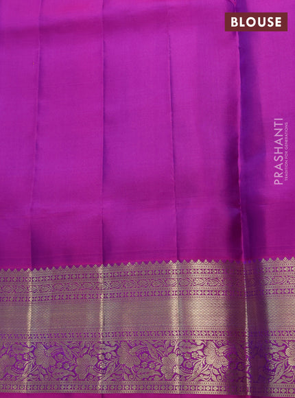 Pure kanchipuram silk saree dark pink with allover zari woven brocade weaves and rich zari woven border
