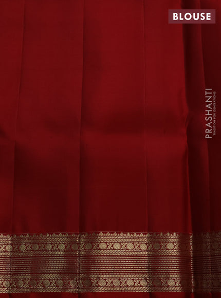 Pure kanchipuram silk saree red with allover small checks & buttas and long temple zari woven buttas
