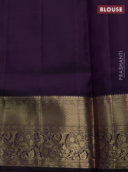 Pure kanchipuram silk saree violet with allover zari woven brocade weaves and rich zari woven border