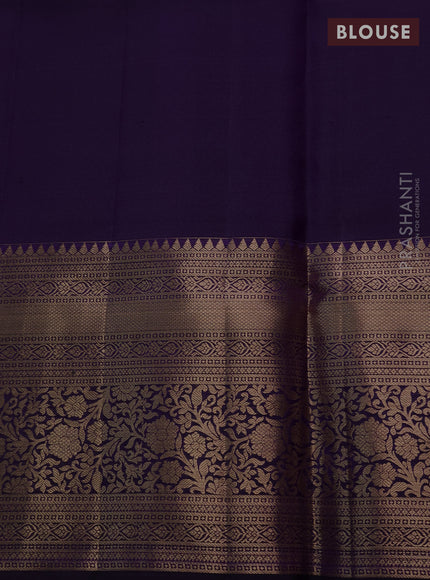 Pure kanchipuram silk saree violet with allover zari small checks & buttas and long rich zari woven border