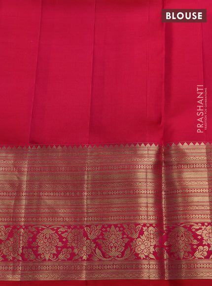 Pure kanchipuram silk saree pink with allover zari small checks & buttas and long rich zari woven border