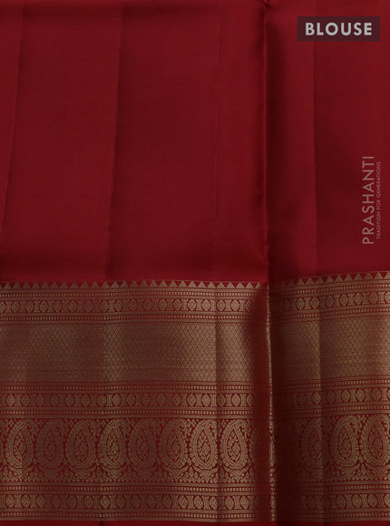Pure kanchipuram silk saree red with allover zari small checks & buttas and rich zari woven border