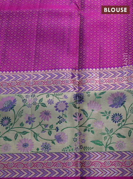 Pure kanchipuram silk saree pink with allover zari woven brocade weaves and zari woven pithani border
