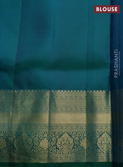 Pure kanchipuram silk saree green with allover zari woven brocade weaves and long rich zari woven border