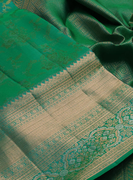 Pure kanchipuram silk saree green with allover zari woven brocade weaves and long zari woven border