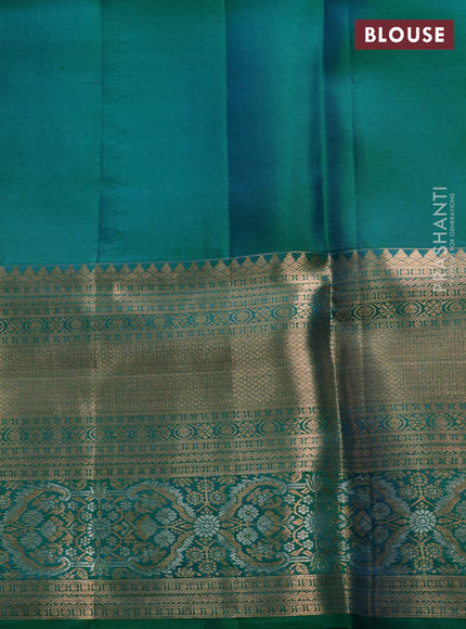 Pure kanchipuram silk saree green with allover zari woven brocade weaves and long zari woven border