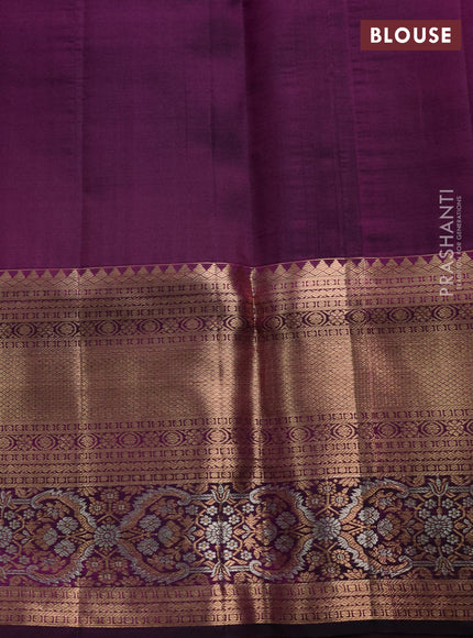 Pure kanchipuram silk saree purple with allover zari woven brocade weaves and long rich zari woven border