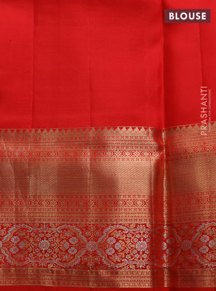 Pure kanchipuram silk saree red with allover zari woven brocade weaves and long rich zari woven buttas