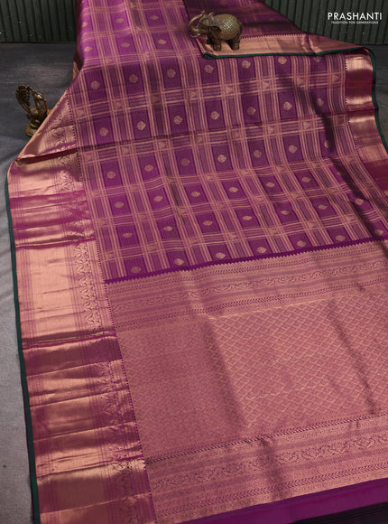 Pure kanchipuram silk saree purple with allover zari woven brocade weaves and zari woven border