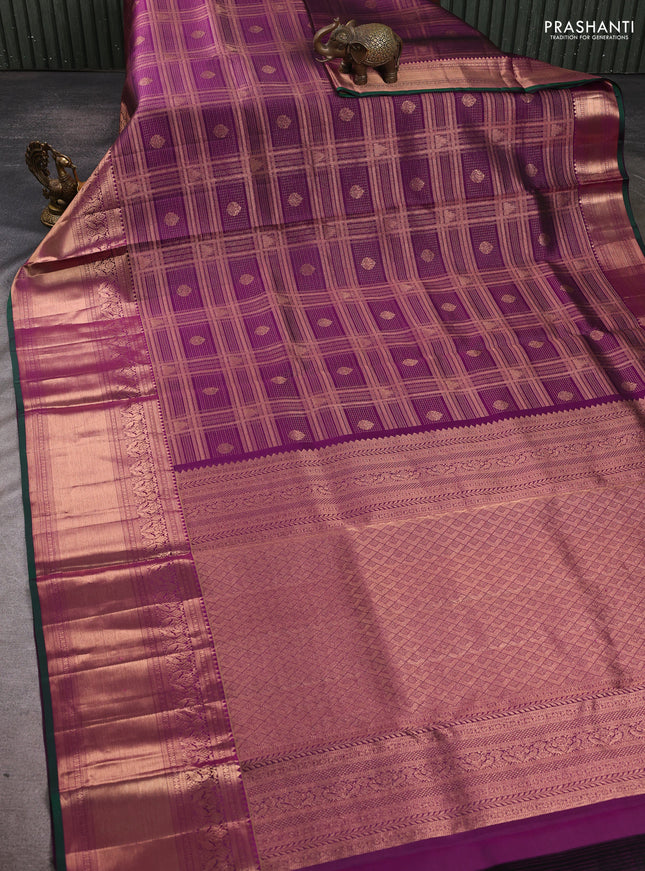 Pure kanchipuram silk saree purple with allover zari woven brocade weaves and zari woven border