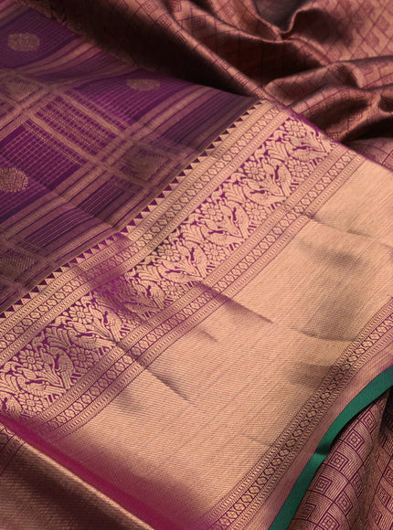 Pure kanchipuram silk saree purple with allover zari woven brocade weaves and zari woven border