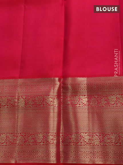 Pure kanchipuram silk saree tomato pink with allover zari woven brocade weaves and zari woven border