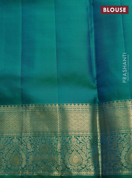 Pure kanchipuram silk saree green with allover zari woven brocade weaves and rich zari woven border