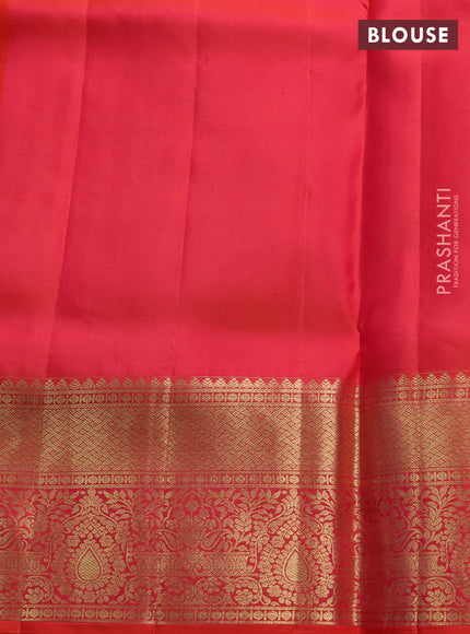 Pure kanchipuram silk saree red with allover zari woven brocade weaves and rich zari woven border
