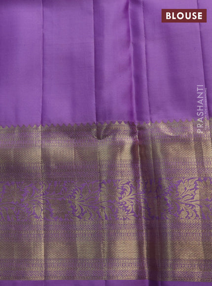Pure kanchipuram silk saree lavender with allover zari woven brocade weaves and long zari woven border