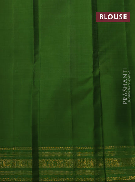 Pure kanchipuram silk saree purple and green with annam & rudhraksha zari woven buttas and zari woven korvai border