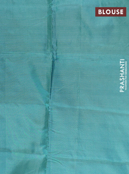 Banana pith saree lavender and teal green with thread woven buttas in borderless style