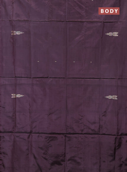 Banana pith saree brown and mauve pink with thread woven buttas in borderless style