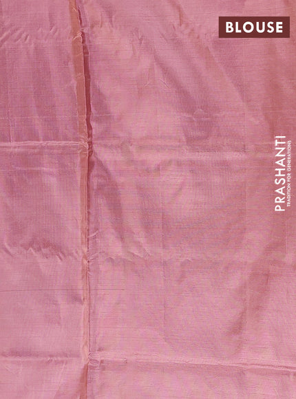 Banana pith saree brown and mauve pink with thread woven buttas in borderless style