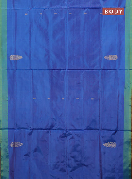 Banana pith saree dual shade of purple and mustard yellow with thread woven buttas and simple border