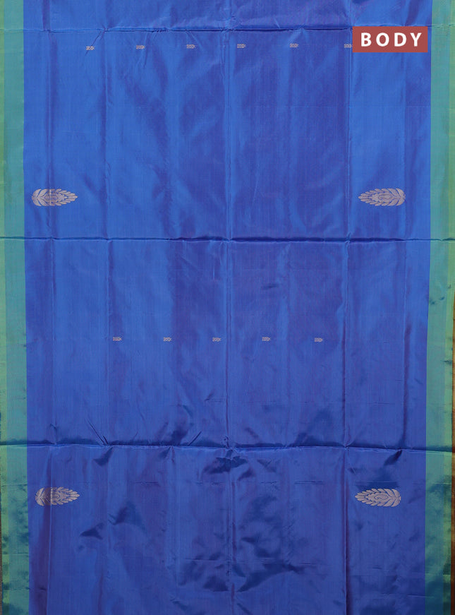 Banana pith saree dual shade of purple and mustard yellow with thread woven buttas and simple border
