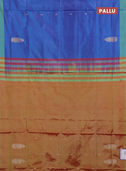 Banana pith saree dual shade of purple and mustard yellow with thread woven buttas and simple border