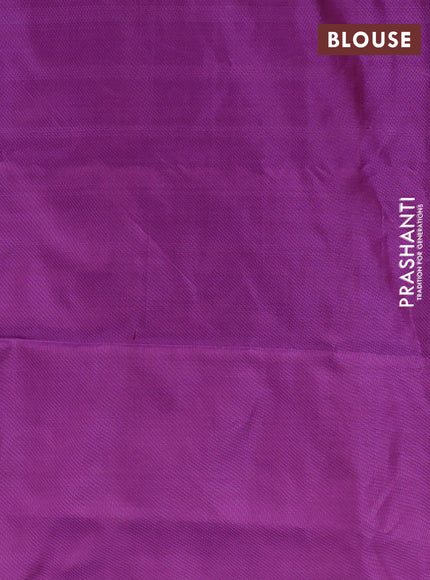 Banana pith saree yellow and violet with thread woven buttas and simple border