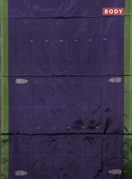 Banana pith saree dark grey and pista green with thread woven buttas and simple border
