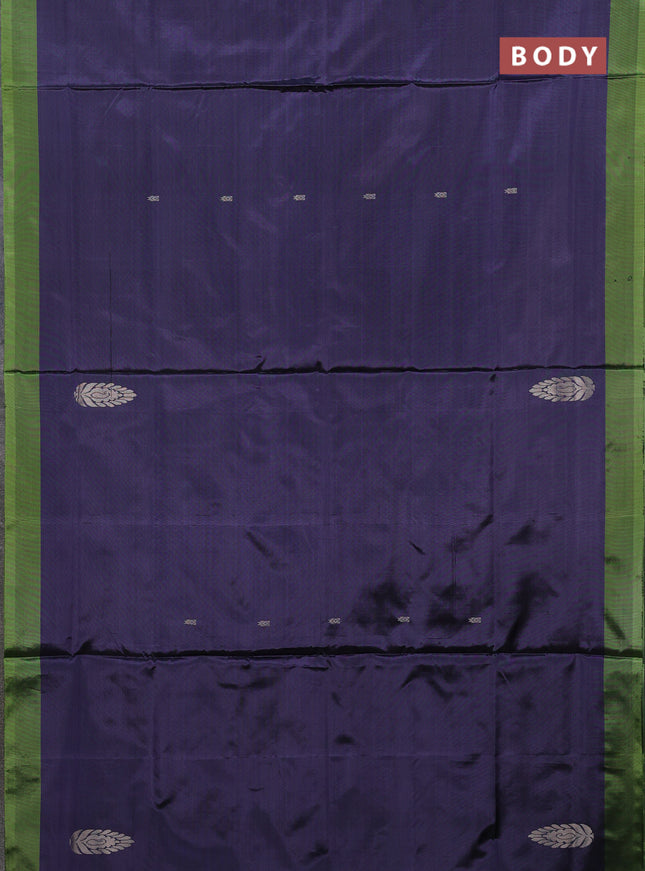 Banana pith saree dark grey and pista green with thread woven buttas and simple border