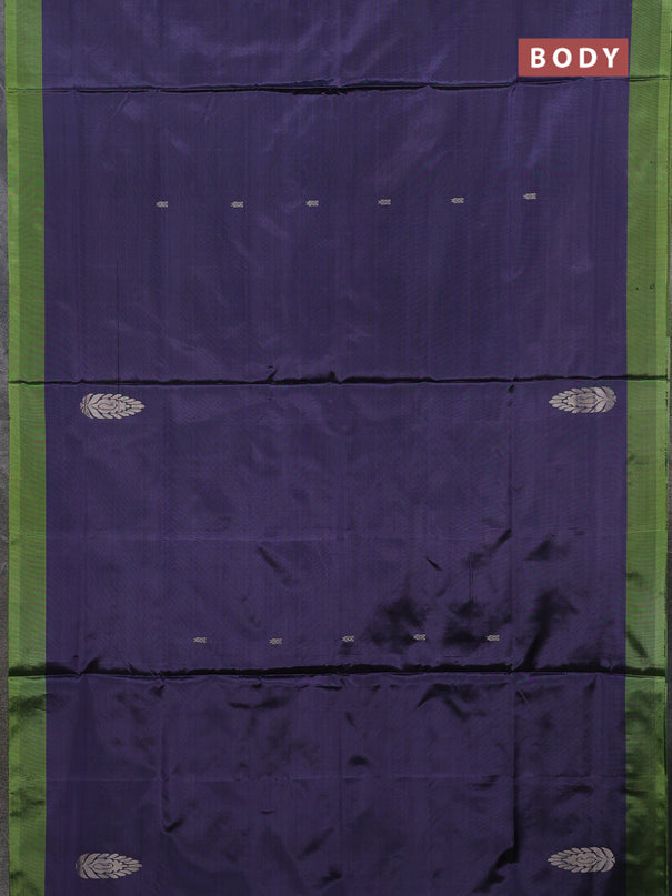 Banana pith saree dark grey and pista green with thread woven buttas and simple border
