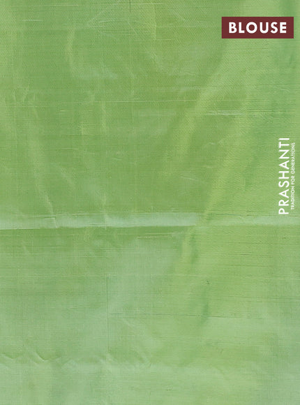 Banana pith saree dark grey and pista green with thread woven buttas and simple border