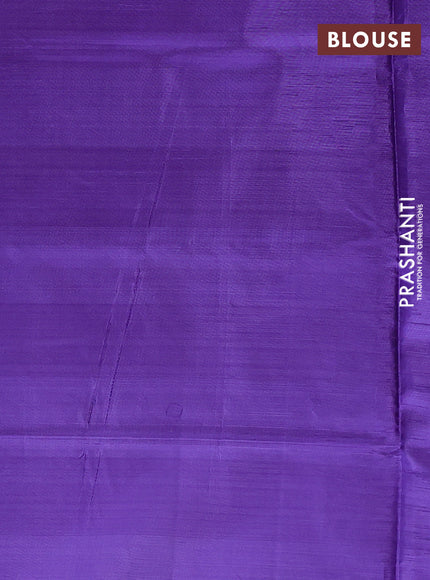 Banana pith saree sandal and violet with allover checks & thread woven buttas in borderless style