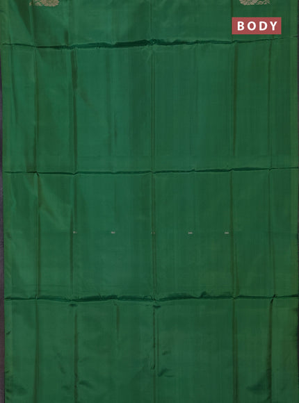Banana pith saree green and elephant grey with thread woven buttas in borderless style