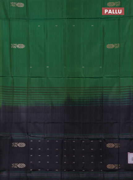 Banana pith saree green and elephant grey with thread woven buttas in borderless style