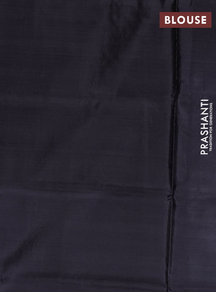 Banana pith saree green and elephant grey with thread woven buttas in borderless style