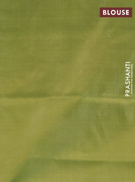 Banana pith saree red and light green with thread woven buttas and simple border