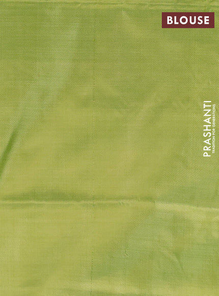 Banana pith saree beige and lime green with thread woven buttas and simple border