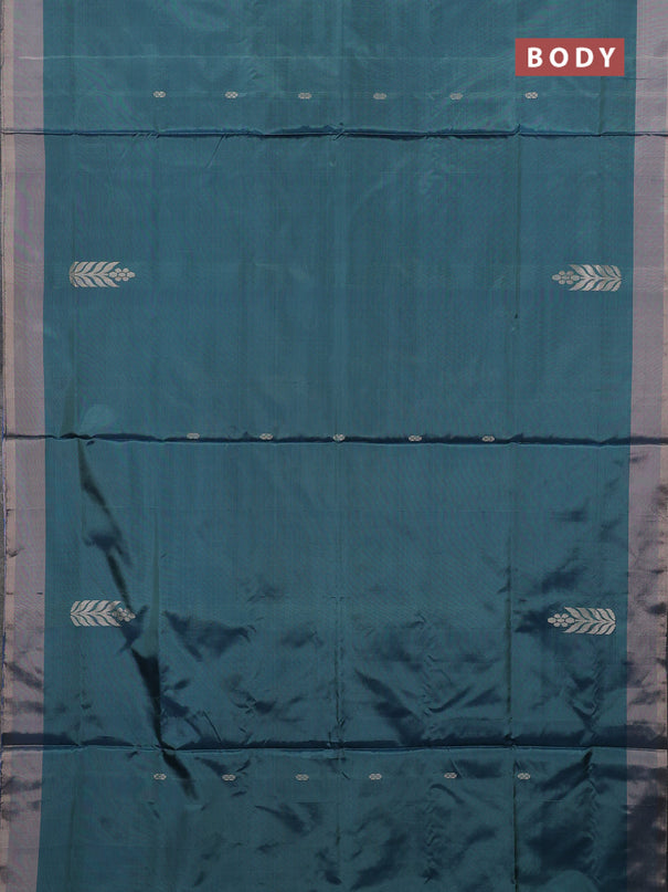 Banana pith saree green and teal green with thread woven buttas and simple border
