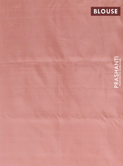 Banana pith saree peach shade with thread woven buttas and simple border