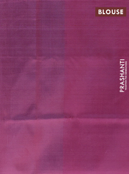 Banana pith saree dual shade of blue and maroon with thread woven buttas and simple border