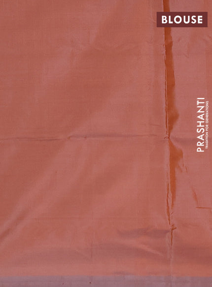 Banana pith saree black and dual shade of orange with thread woven buttas in borderless style