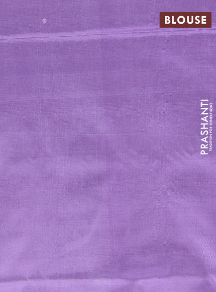 Banana pith saree mustard yellow and lavender with thread woven buttas in borderless style