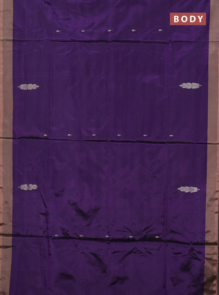 Banana pith saree violet and peach shade with thread woven buttas and simple border