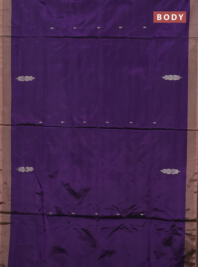 Banana pith saree violet and peach shade with thread woven buttas and simple border