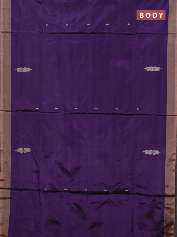 Banana pith saree violet and peach shade with thread woven buttas and simple border